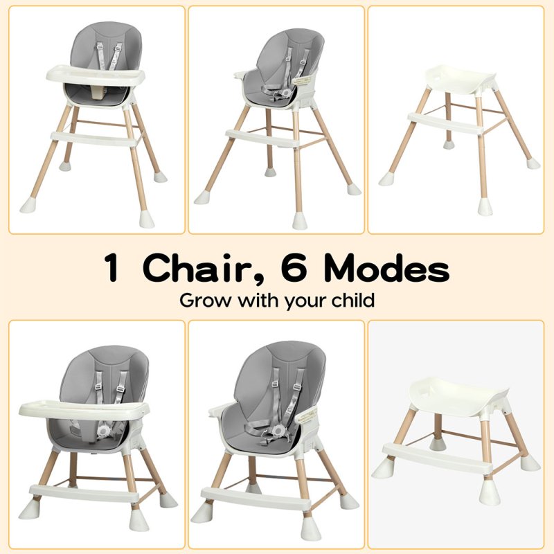 Dekko Adjustable 6-In-1 Baby Highchair Infant Feeding Seat Toddler Table Chair
