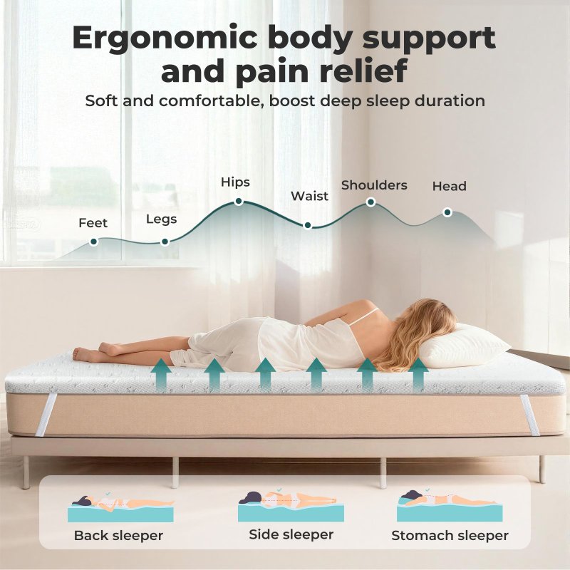 Lavio Double Mattress Topper 5cm Memory Foam Bamboo Charcoal Washable Non Slip