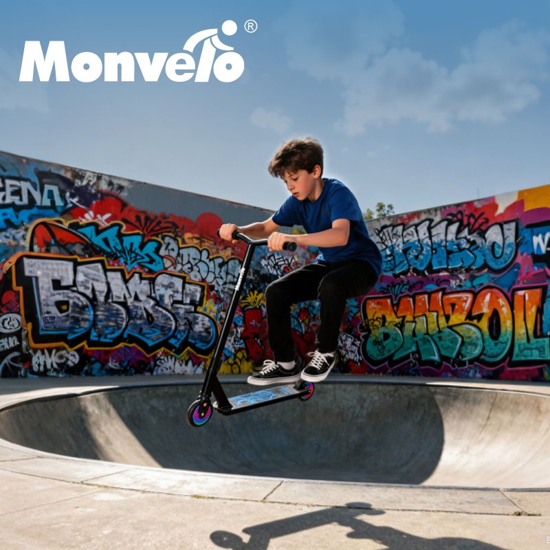 Monvelo Stunt Scooter Aluminium Deck Alloy Core Wheels