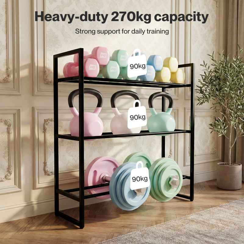 Centra 3 Tier Dumbbell Rack Adjustable Heavy Duty Steel Weight Storage Stand