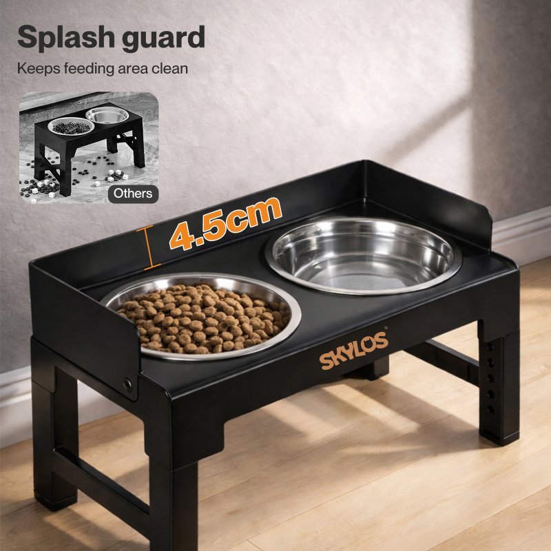 Skylos Elevated Pet Feeder Double Raised Dog Bowls 6 Height Food Water Feeding