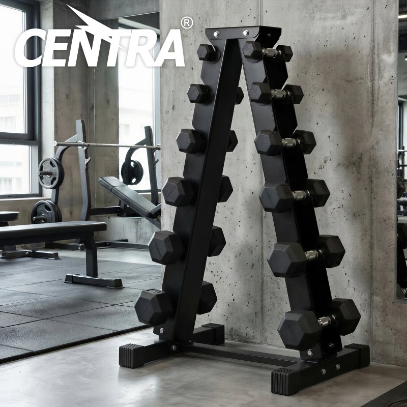 Centra Hex Dumbbells Stand 5-40kg Set Weight Storage Holder Rack Steel 6 Tier