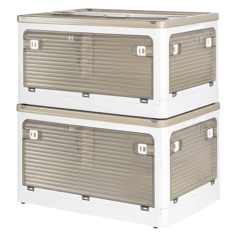 Levede 2X Folding Storage Container Large with Lid Stackable on Wheel Plastic