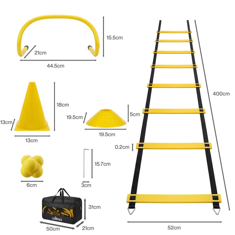 Centra Speed Agility Training Set Football Footwork Ladder Hurdles Cones Kit