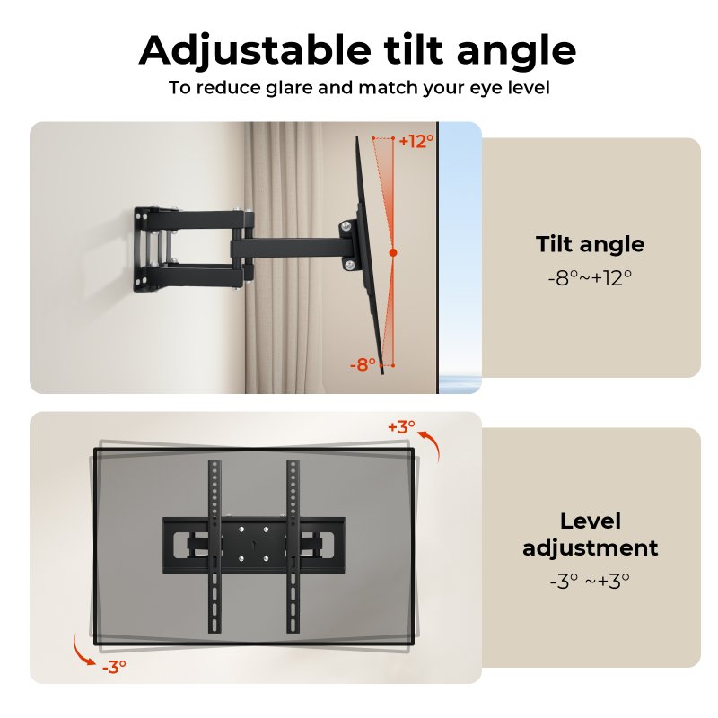 Levede Full Motion TV Wall Bracket for 32-65 Inch Curved Flat Screens TVs