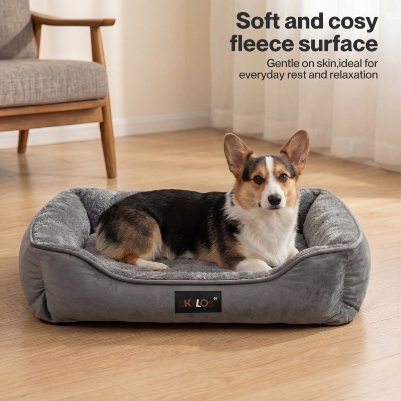 Skylos Orthopedic Dog Bed Large Soft Arctic Velvet Pet Bed Mattress Anti-Slip XL