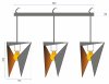 Pendant Lamp TOOLIGHT APP254-3CP Geometric Black Triple Triangles 3-light points E27 17,5x70x25cm