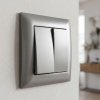 Toolight Double Switch With Frame Oste Jnh007-w Grey