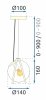 Pendant Lamp TOOLIGHT APP1088-1CP Gold White Ball 1-light point E27 14x14x16-106cm