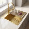 Rea Steel Sink With 3-piece Accessory Set Leo 40 Brush Gold Grey accessories
