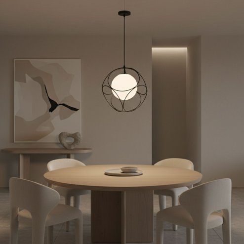 Pendant Lamp TOOLIGHT APP1019-1CP Black 1-light point E27 34x34cm