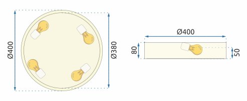 Ceiling Lamp Chandelier TOOLIGHT APP873-C Classic Gold 40cm Round 4-light points E27 40x8Cm