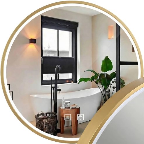 Bathroom LED Mirror REA MMJ 50cm Brushed Rose Gold