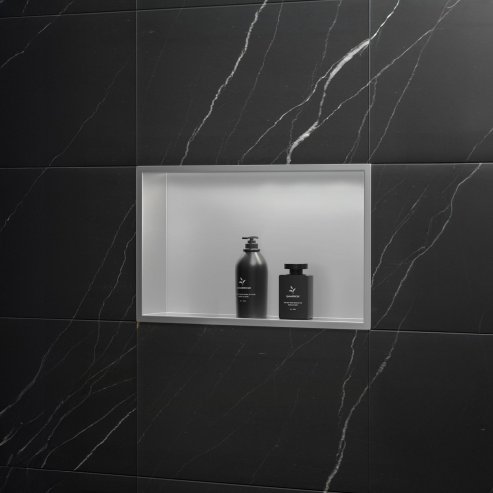 Built-in Stainless Steel Bathroom Shelf 30X45 Brushed Steel