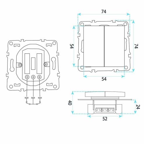 Toolight Double Switch Oste Jnh007-w Beige