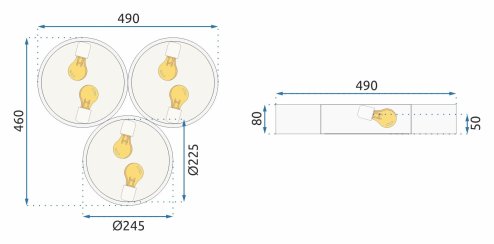 Ceiling Lamp Chandelier TOOLIGHT APP879-C Triangle White 40cm 6-light points E27 49x46x8Cm