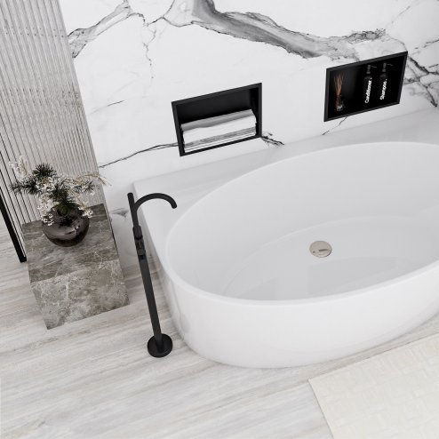Built-in Stainless Steel Bathroom Shelf 30X30 Black Matt