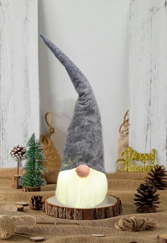 Christmas Gnome LED YX039 40cm Grey