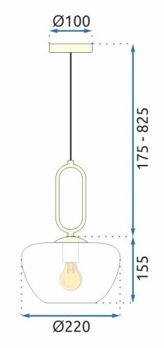 Pendant Lamp TOOLIGHT APP1074-1CP White Gold 1-light point E27 22x22x15,5-100cm