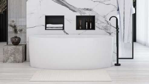 Built-in Stainless Steel Bathroom Shelf 30X30 Black Matt