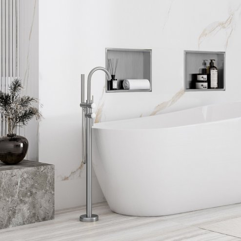 Built-in Stainless Steel Bathroom Shelf 30X30 Brushed Steel