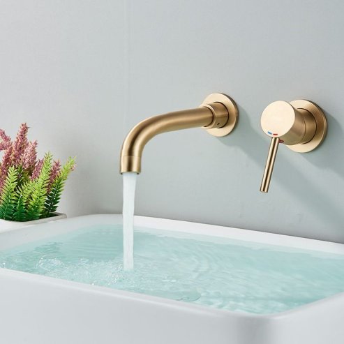 Concealed Basin Faucet REA Lungo Long Brush Gold + Box