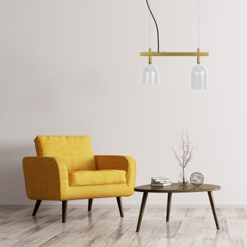 Pendant Lamp TOOLIGHT APP1032-2CP Gold White 2-light points E27 38x10x20-110cm