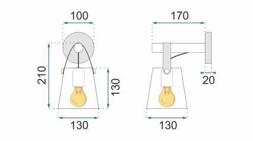 Wall Light Toolight APP468-1W E27 grey / brown