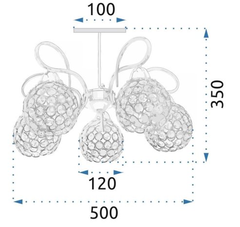 Chandelier Toolight APP636-5C Crystal Metal Leaf 5-light points E27 50x50x35cm