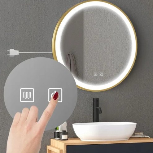 Bathroom LED Mirror REA MMJ 70cm Gold