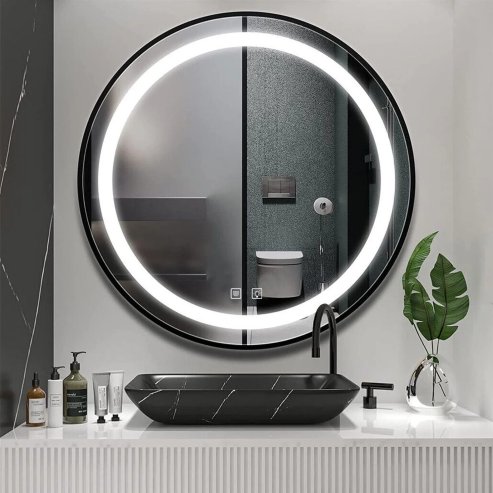 Bathroom LED Mirror REA MMJ 70cm Black