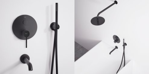 Concealed Shower Set with shower spout REA Lungo Black + Box