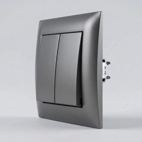 Toolight Double Switch With Frame Oste Jnh007-w Grey