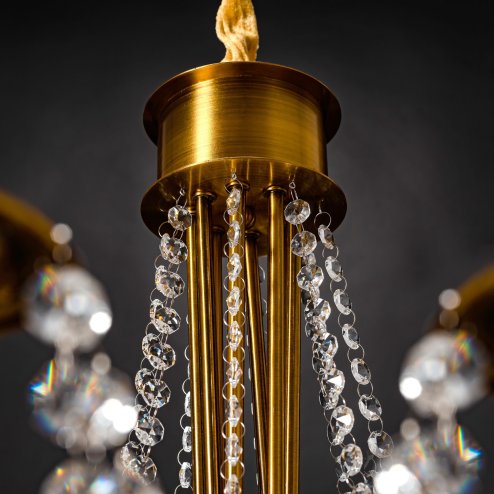 Chandelier Toolight APP766-8CP Crystal Gold Candles 8-light points E14 75x75x48,5-118,5cm