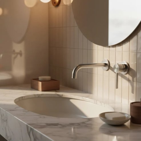 WALL MOUNTED BASIN FAUCET REA FOSTER BRUSH STEEL +BOX