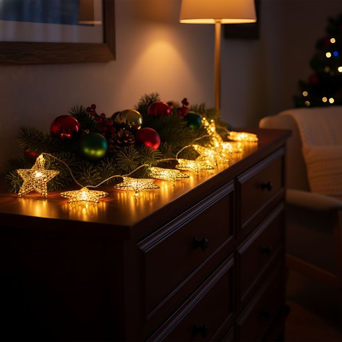 Christmas tree lights Garland LED Gold Stars