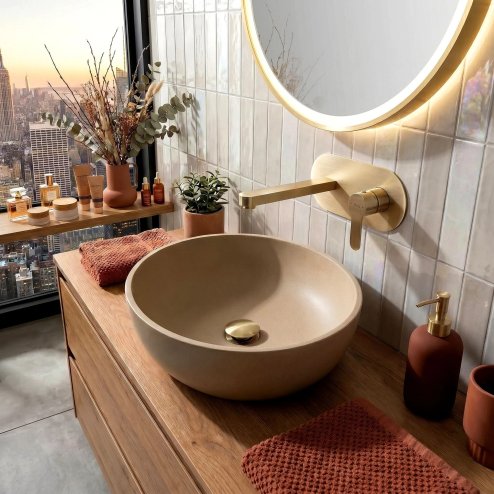 Concealed Washbasin Tap Rea Arcos Brush Gold