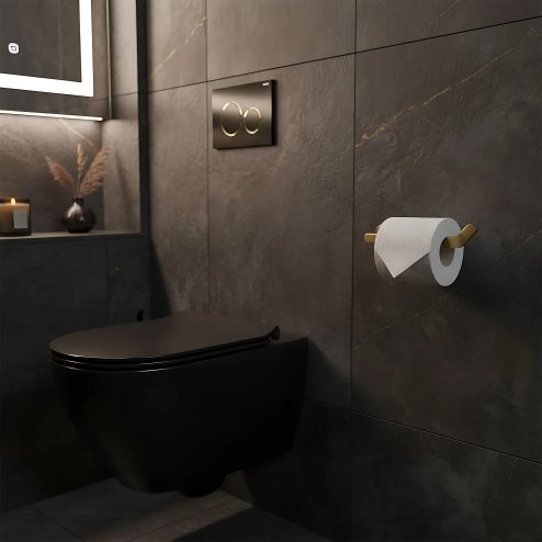 TOILET PAPER HOLDER REA 109 TIL BRUSH GOLD