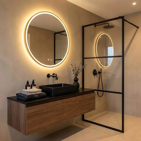 Bathroom LED Mirror REA MMJ 50cm Gold