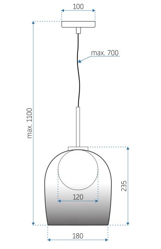 Pendant Lamp TOOLIGHT APP1026-1CP U Round 1-light point G9 18x18x23,5-110cm