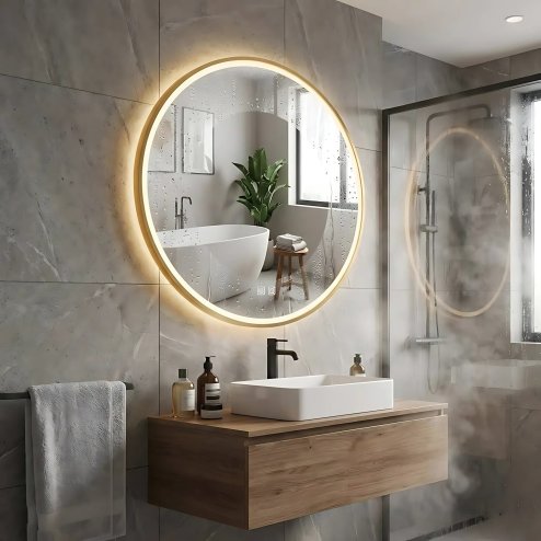 Bathroom LED Mirror REA MMJ 80cm Brushed Rose Gold