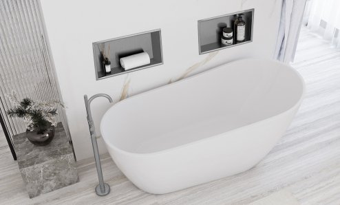 Built-in Stainless Steel Bathroom Shelf 30X45 Brushed Steel