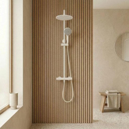 Shower Set Without Spout With Thermostat Rea Lungo White