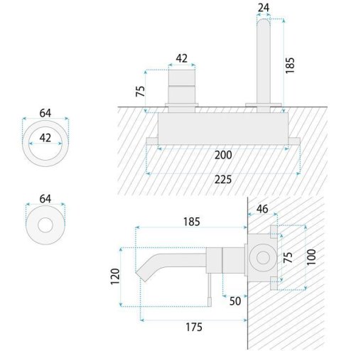 Wall Mounted Basin Faucet Rea Venti Gold