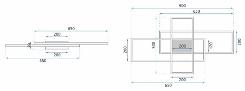 Ceiling LED Lamp Chandelier TOOLIGHT APP660 Modern White + Remote Control 3-light points 50x90Cm