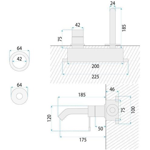 Wall Mounted Basin Faucet Rea Venti Chrome