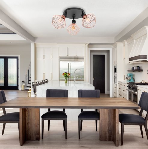 Ceiling Lamp Chandelier TOOLIGHT APP536-3C Loft Black Rose-Gold 3-light points E27 19x20x28Cm