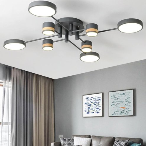 Ceiling LED Lamp Chandelier TOOLIGHT APP528-8C Grey + Remote Control 8-light points 79x79x11Cm