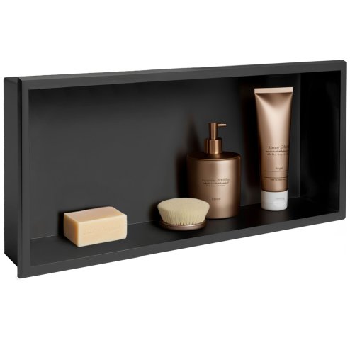 Built-in Stainless Steel Bathroom Shelf 30X60 Black Matt