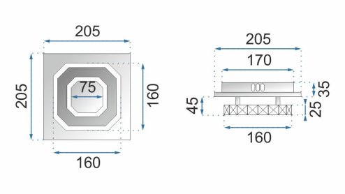 Ceiling LED Lamp Chandelier TOOLIGHT APP406-C Mirror Metal Cristal Square